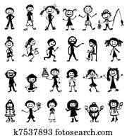 Set of 24 drawing people's for your design