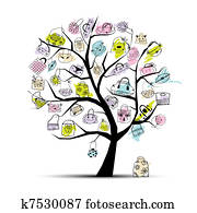 Shopping bags on tree for your design Shopping bags on tree for your design