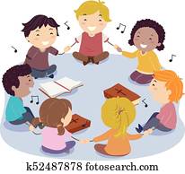 Stickman Kids Singing Praise Illustration