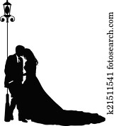 un, novia y novio, en, su, boda