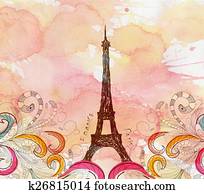 watercolor Paris watercolor Paris