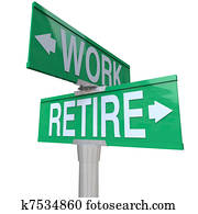 החלטה, ל, יצא לפנסיה, או, החזק, לעבוד, -, פנסיה, סימן של רחוב