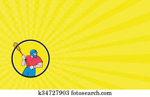 Business card Lacrosse Player Crosse Stick Running Circle Cartoon Business card Lacrosse Player Crosse Stick Running Circle Cartoon