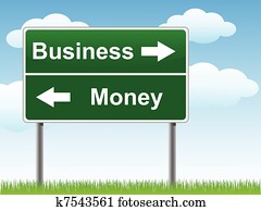 Business money road sign.