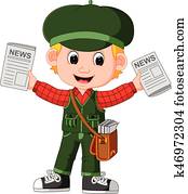 Cartoon Newspaper Boy yelling Cartoon Newspaper Boy yelling