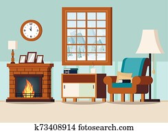 Cozy home living room interior background with fireplace Cozy home living room interior background with fireplace