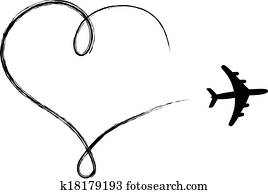 Heart shaped icon in air, made by plane Heart shaped icon in air, made by plane