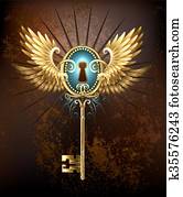 Key with golden wings Key with golden wings