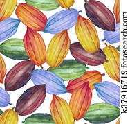 Watercolor cocoa fruit pattern Watercolor cocoa fruit pattern