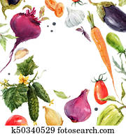 Watercolor vegetable frame Watercolor vegetable frame