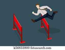 איש עסקים, לקפוץ מעל, משוכות, וקטור, דוגמה