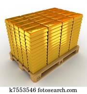 A lot of Gold Bars on the pallet.