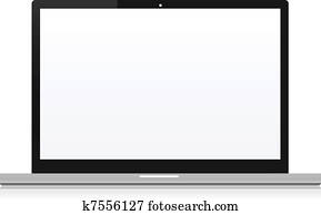 abbildung, von, screibheftdatenverarbeitungsanlage, schreibtisch, mit, leerer schirm