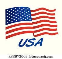 American flag in wind with USA American flag in wind with USA