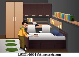 A Child In Her Clean Bedroom Clipart K12854970 Fotosearch