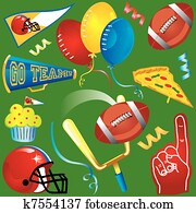 Fun football elements and icons