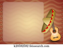 Guitar with mexican sombrero Guitar with mexican sombrero