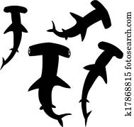 Hammerhead shark silhouettes Hammerhead shark silhouettes