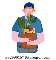 man with grocery bag