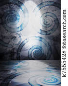 Old room, grunge interior vector background