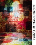 Old room, grunge interior vector background