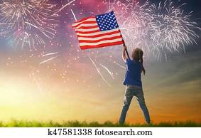 Patriotic holiday. Happy kid Patriotic holiday. Happy kid