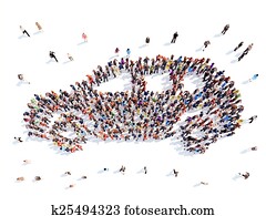 persone, forma, di, uno, automobile.