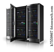 Server racks with open door Server racks with open door