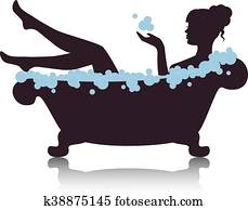 woman in a bath with foam