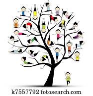 yoga, práctica, árbol, concepto, para, su, diseño