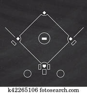 תחום של בייסבול, דפוסית, ב, לוח, רקע