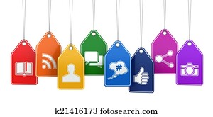 Labels with social media icons. Concept. Labels with social media icons. Concept.