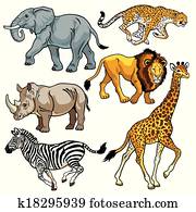 set with animals of african savanna set with animals of african savanna