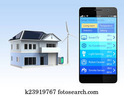 Smartphone with home automation app Smartphone with home automation app