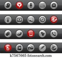 soziales, medien, /, buttonbar