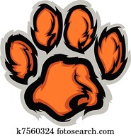 Tiger, pata, mascote, vetorial, Illustratio