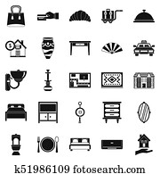 Tourist house icons set, simple style Tourist house icons set, simple style