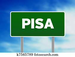 verde, sinal estrada, -, pisa, itália