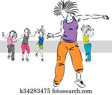 zumba dancers group illustration B zumba dancers group illustration B