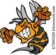 גרפי, וקטור, דמות, של, a, צרעה, או, *y*