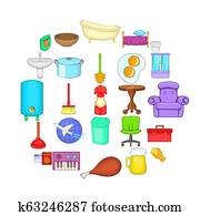 Community icons set, cartoon style Community icons set, cartoon style