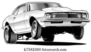 arrastar, car, wheelie