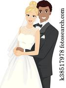 Couple Bride Groom Interracial Wedding Couple Bride Groom Interracial Wedding