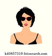 frau, sinnlich, kopf, mit, sonnenbrille, abbildung frau, sinnlich, kopf, mit, sonnenbrille, abbildung