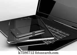 handy, mit, polster, und, laptop handy, mit, polster, und, laptop