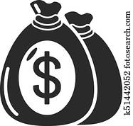 Money bag icon, simple black style