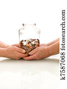 schrumpfen, wert, von, pensionierungsfonds, begriff