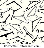 Seamless background of various outlines hangers for clothing Seamless background of various outlines hangers for clothing
