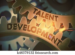 Talent Development on the Golden Gears. 3D Illustration. Talent Development on the Golden Gears. 3D Illustration.