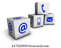 Web Contact Us Blue Icons Cubes